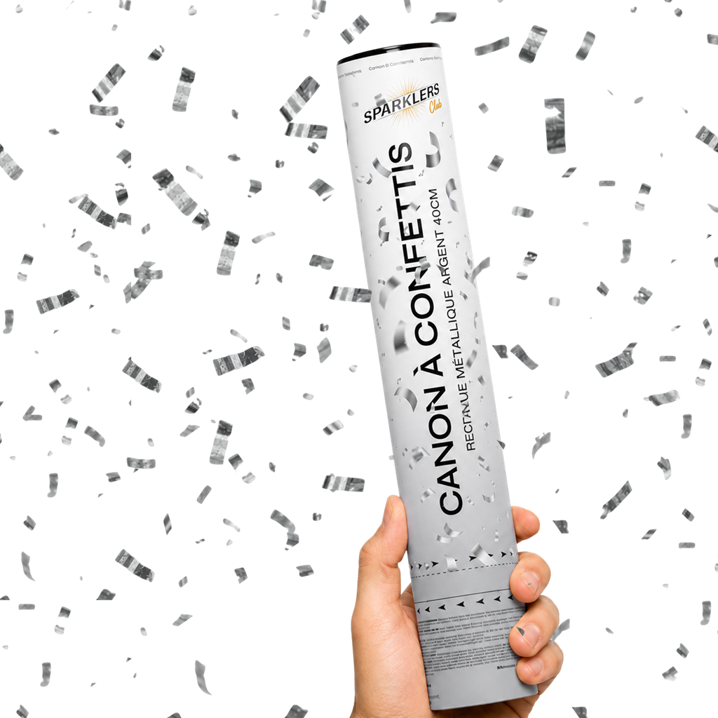 Confetti cannons 40cm silver