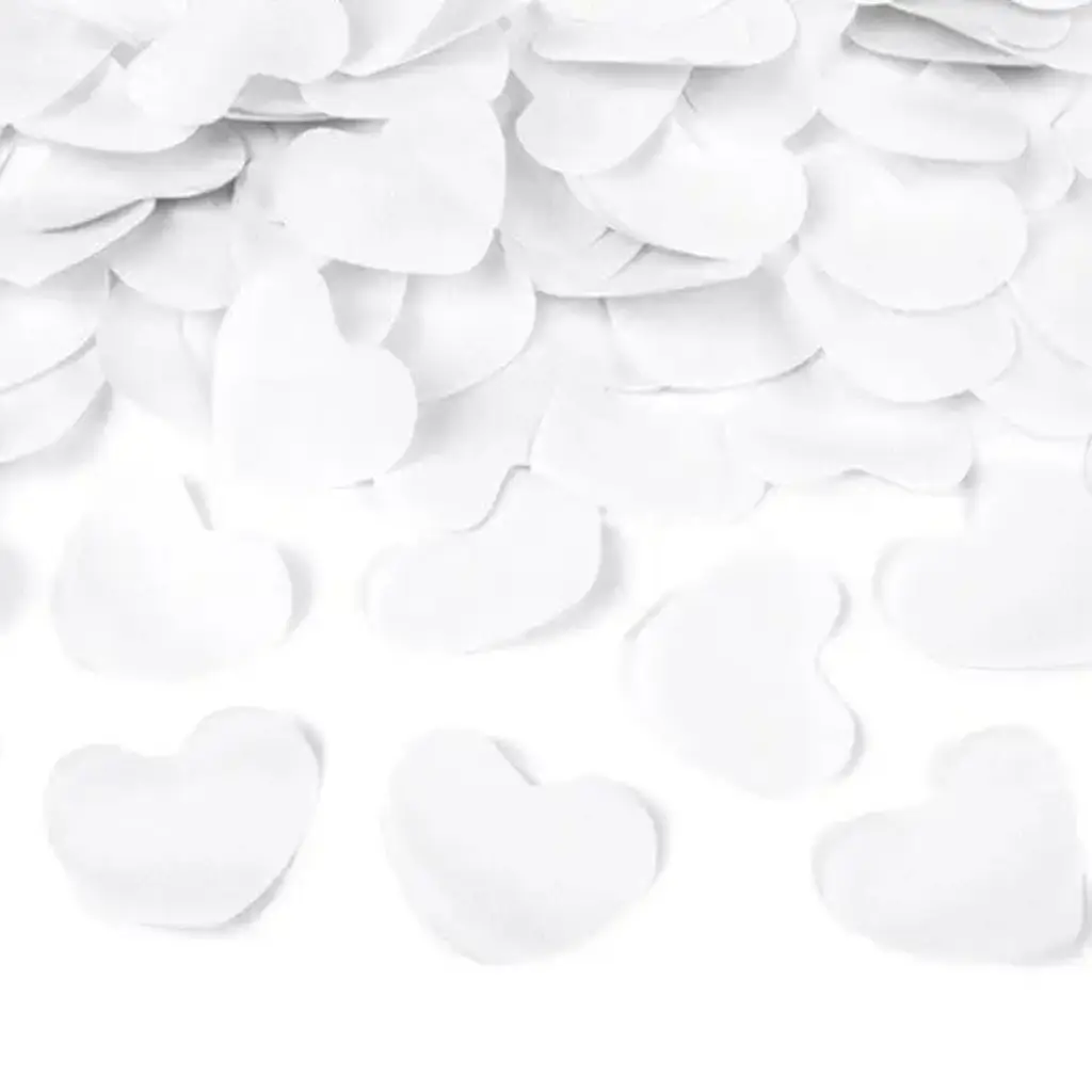 40cm white heart confetti cannons