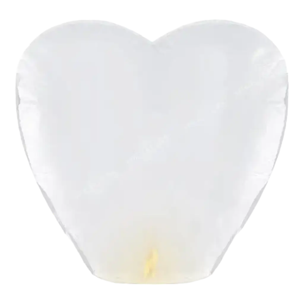 White flying lanterns heart shape XL