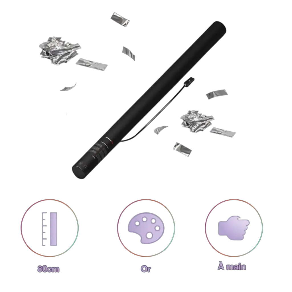80cm Electric Confetti Cannon - Metallic Silver