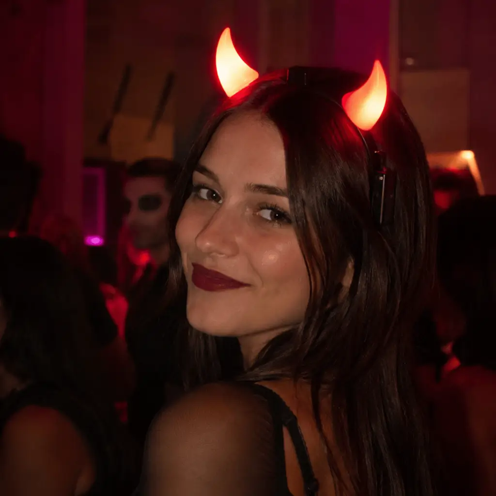 Devil Horns Headband LED Red