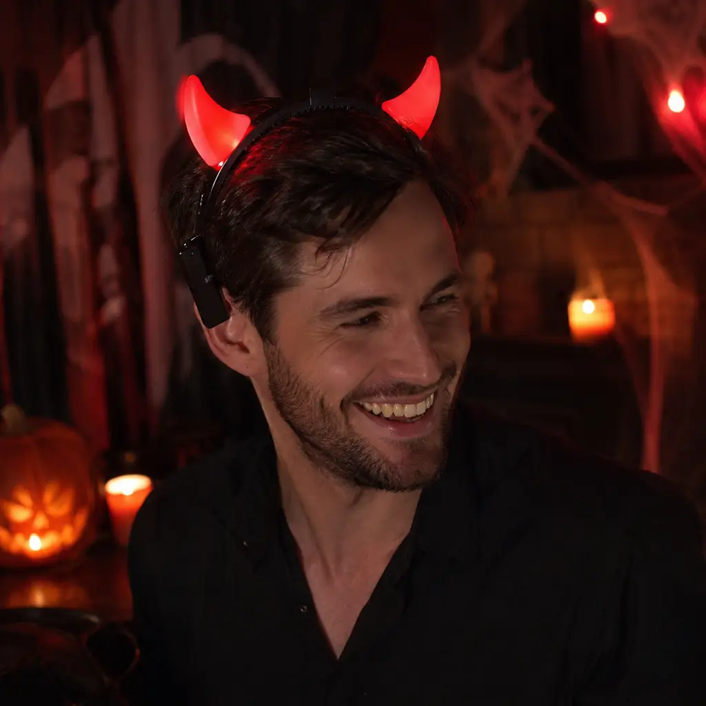 Devil Horns Headband LED Red