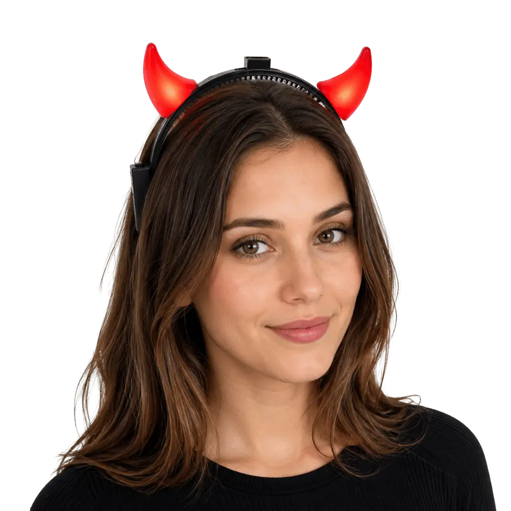 Devil Horns Headband LED Red
