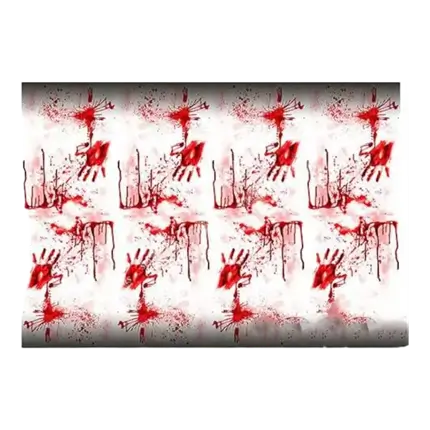 Bloody plastic tablecloth