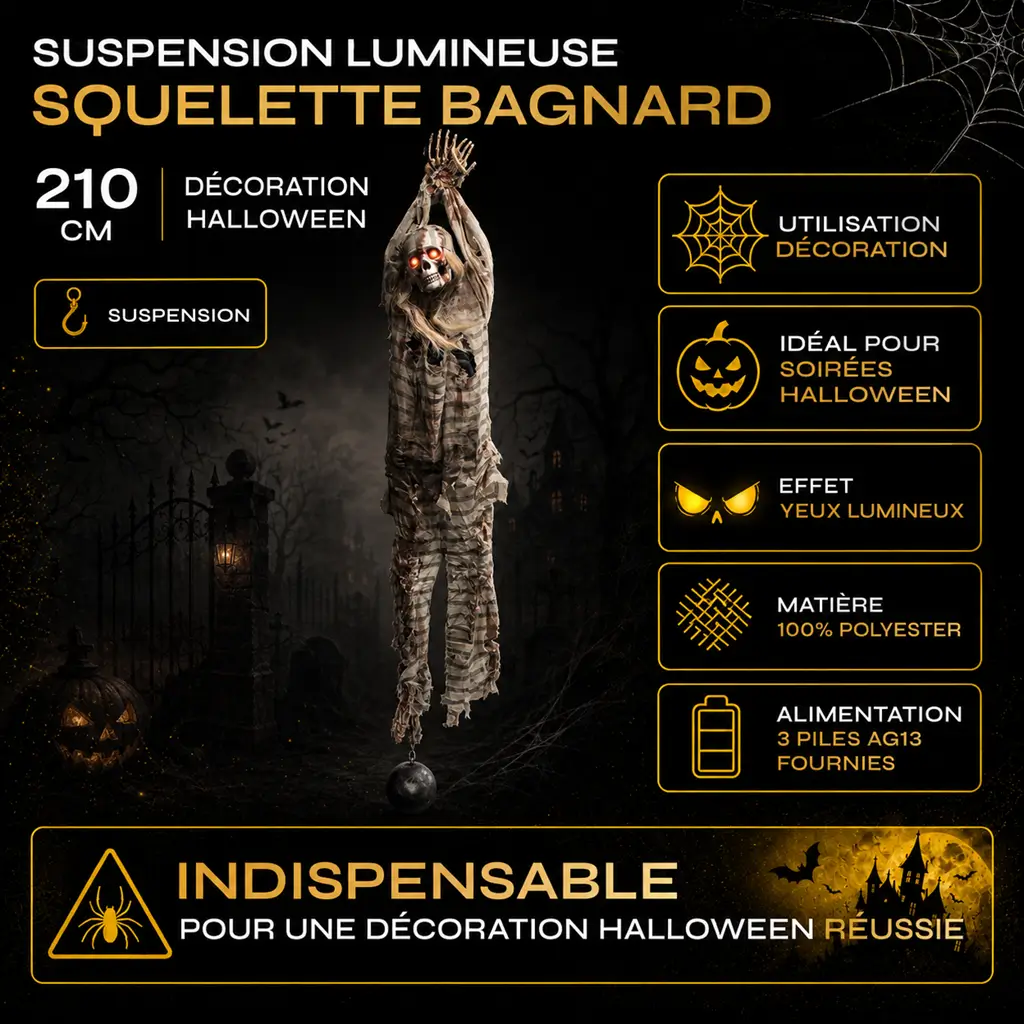 Skeleton light fixture with ball 210cm