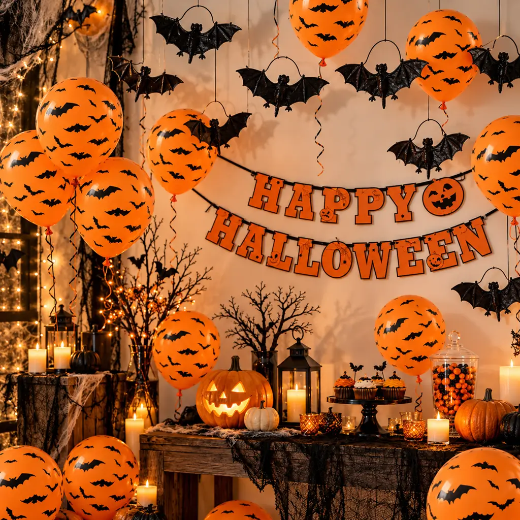 Set of 50 Halloween Bat Balloons