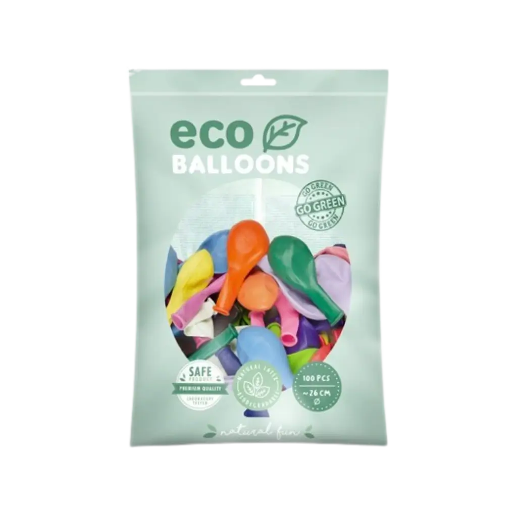 Pack of 100 Multicoloured Biodegradable Balloons