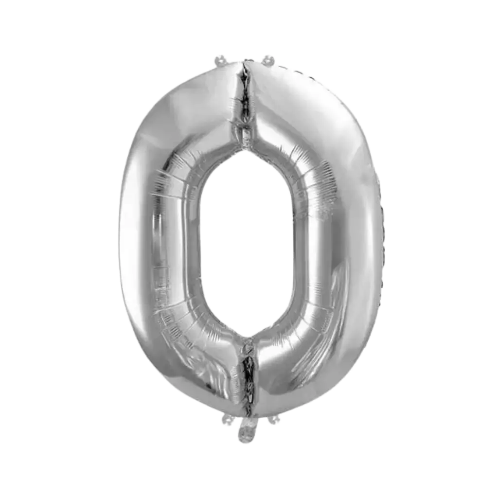 Birthday balloon number 0 Silver 86cm