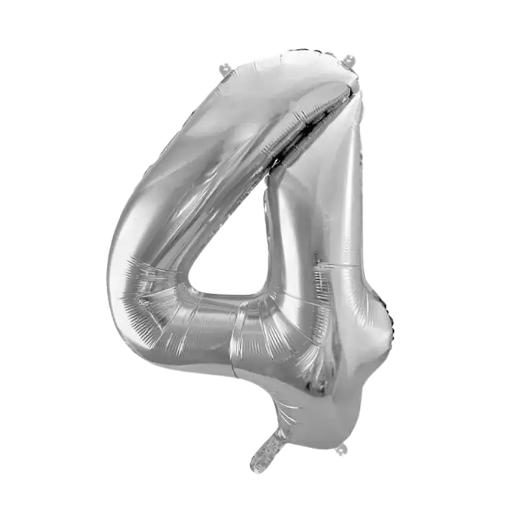 Birthday balloon number 4 Silver 86cm