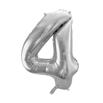 Birthday balloon number 4 Silver 86cm
