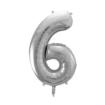 Birthday Balloon Number 6 Silver 86cm