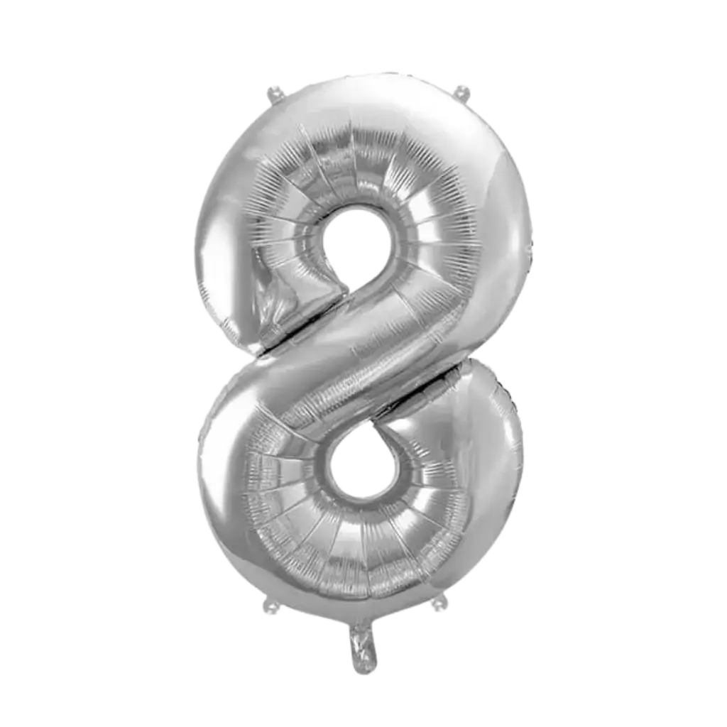 Birthday balloon number 8 Silver 86cm