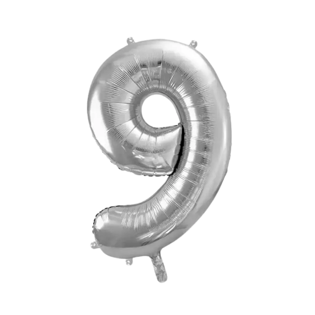 Birthday balloon number 9 Silver 86cm