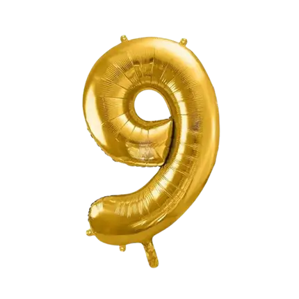 Balloon number 9 Gold 86cm