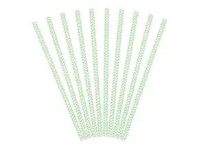 100 White & Green Paper Straws