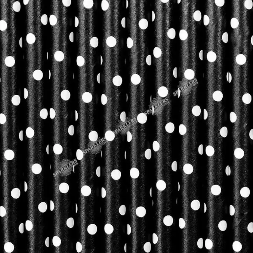 100 Black paper straws with white spots