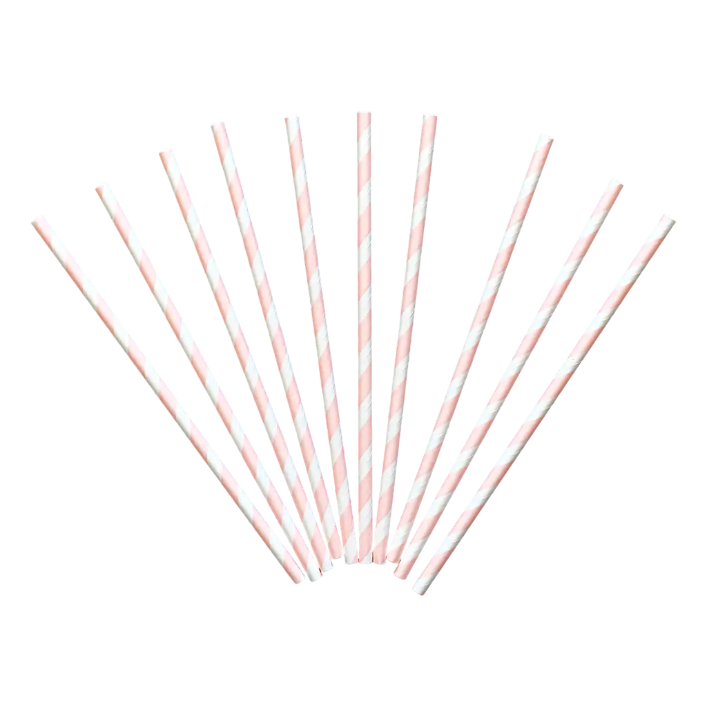 Pink Striped Paper Straw (Set of 10)