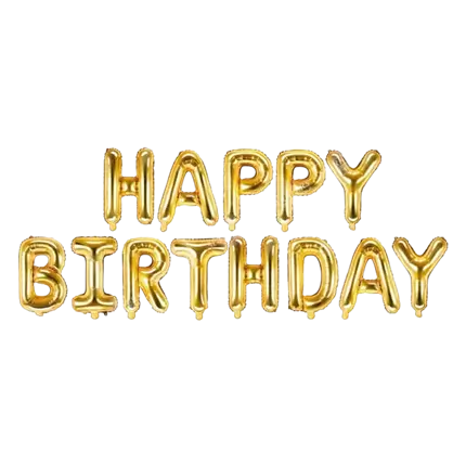 Happy Birthday Balloon 340x35cm Gold