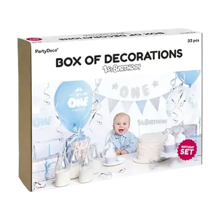 Silver 1st birthday decoration kit