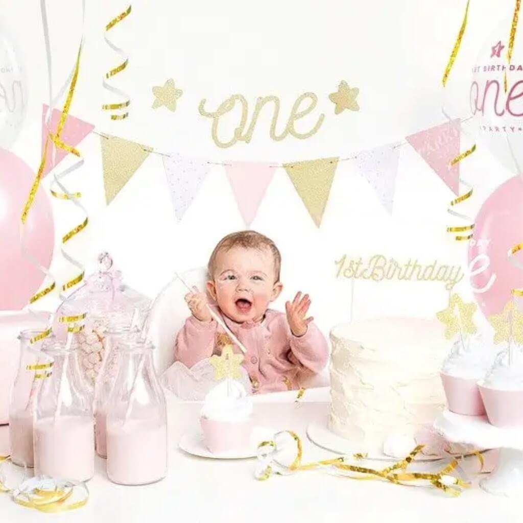 1st birthday decoration kit gold