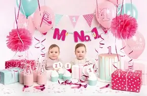 Pink 1st birthday decoration kit