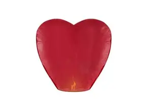 Red heart-shaped flying lanterns