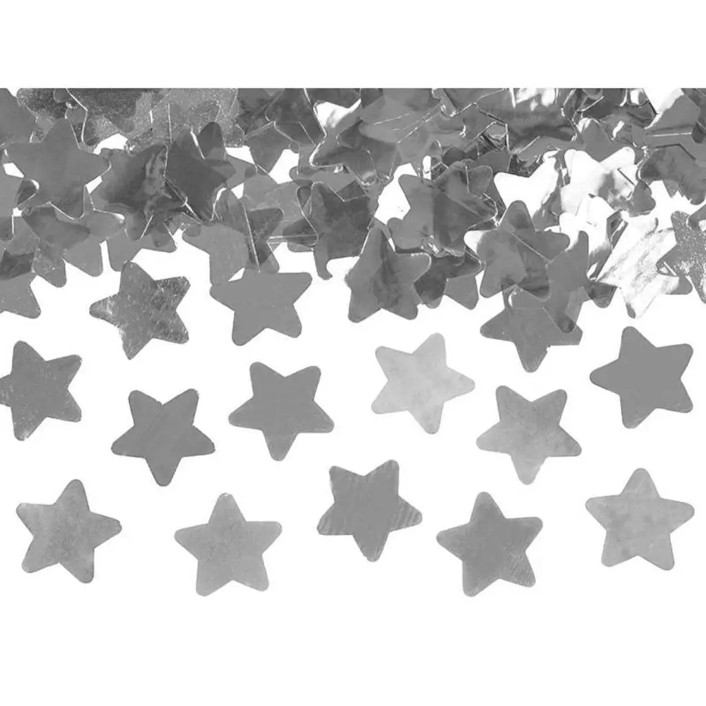80cm Silver Star Confetti Canes