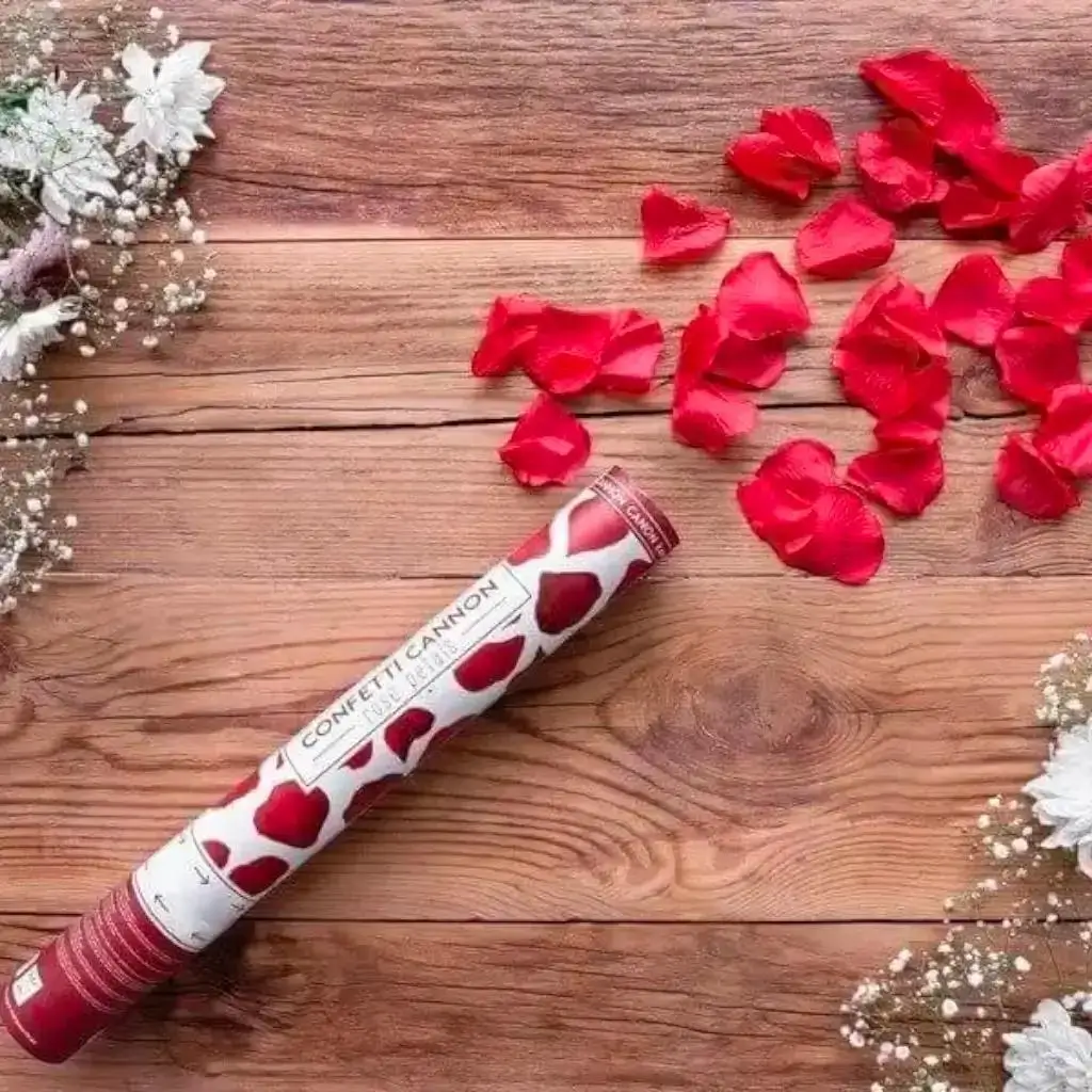 Confetti gun 80cm pink petals red colour