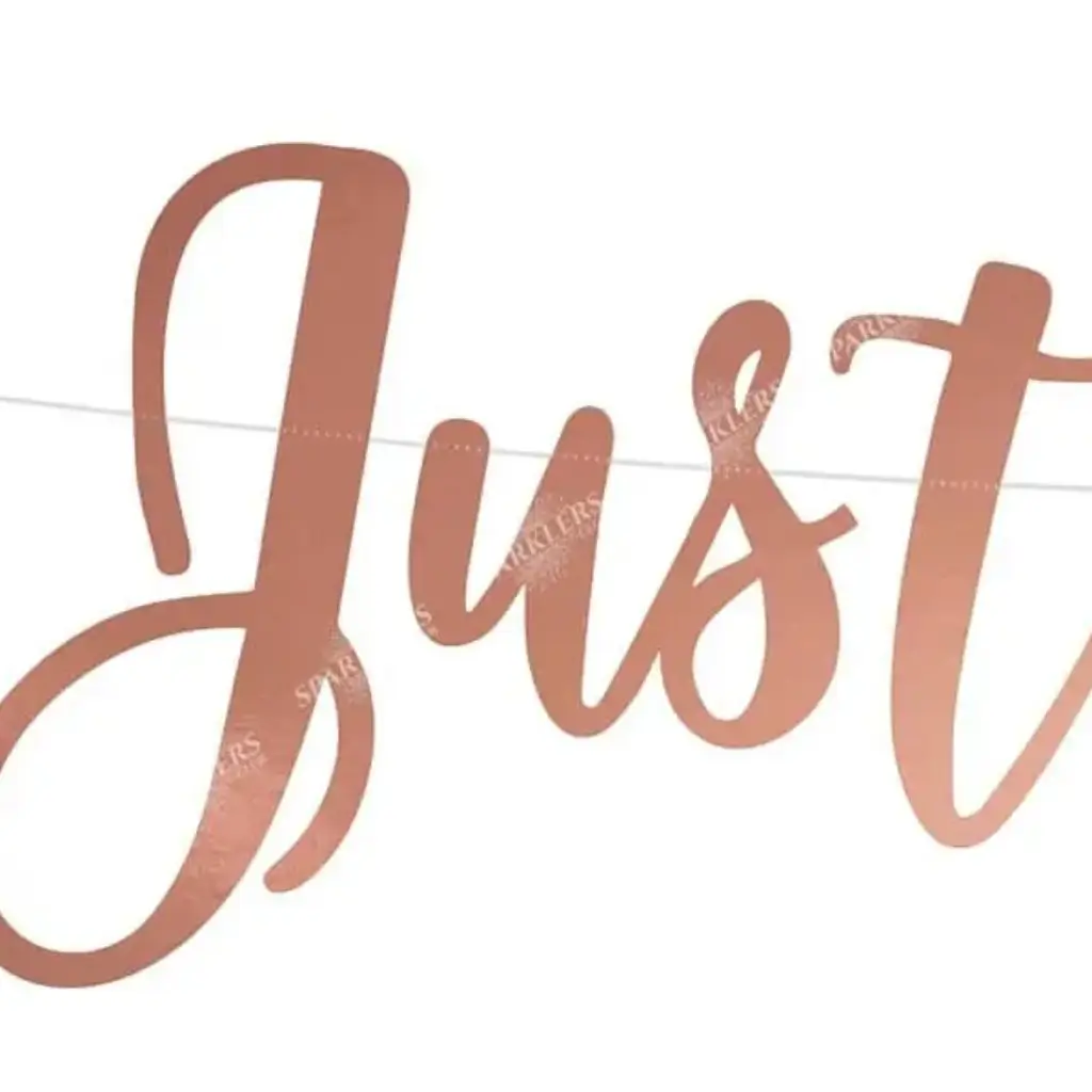Just Married Banner, pink gold
