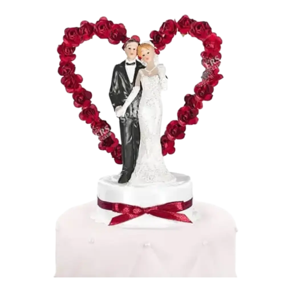 Wedding figurine couple on red heart