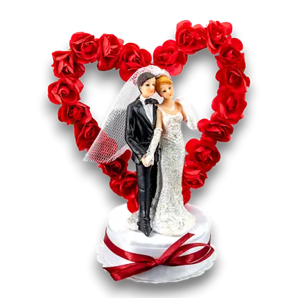 Wedding figurine couple on red heart