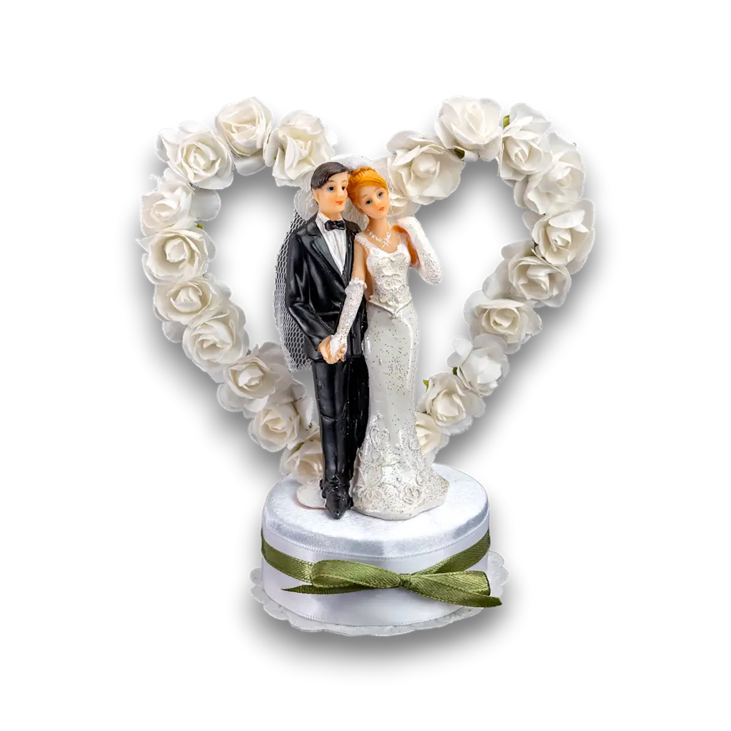 Wedding figurine couple on white heart