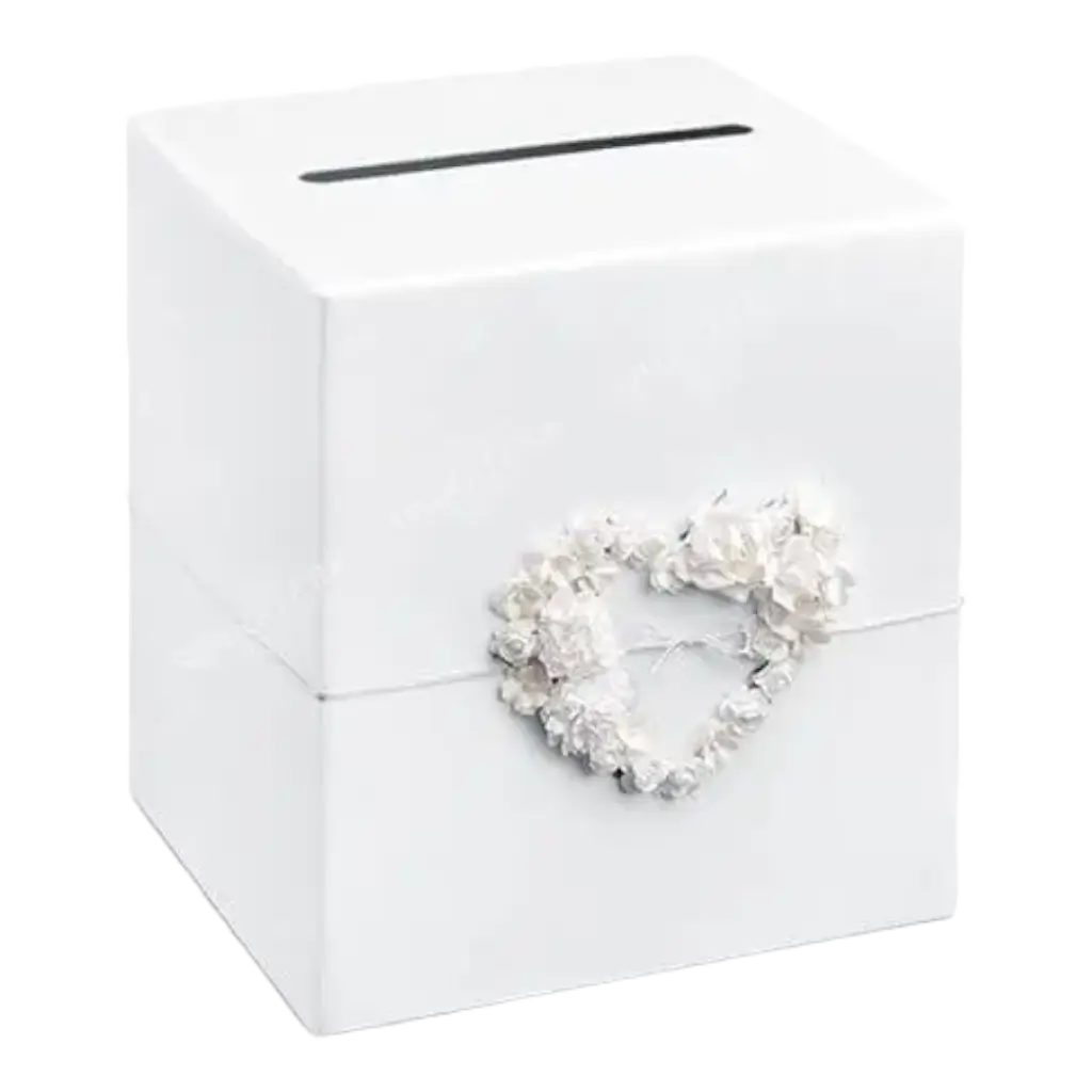White paper urn with heart-shaped flower