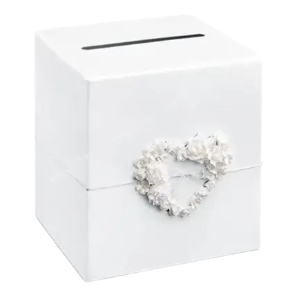 White paper urn with heart-shaped flower