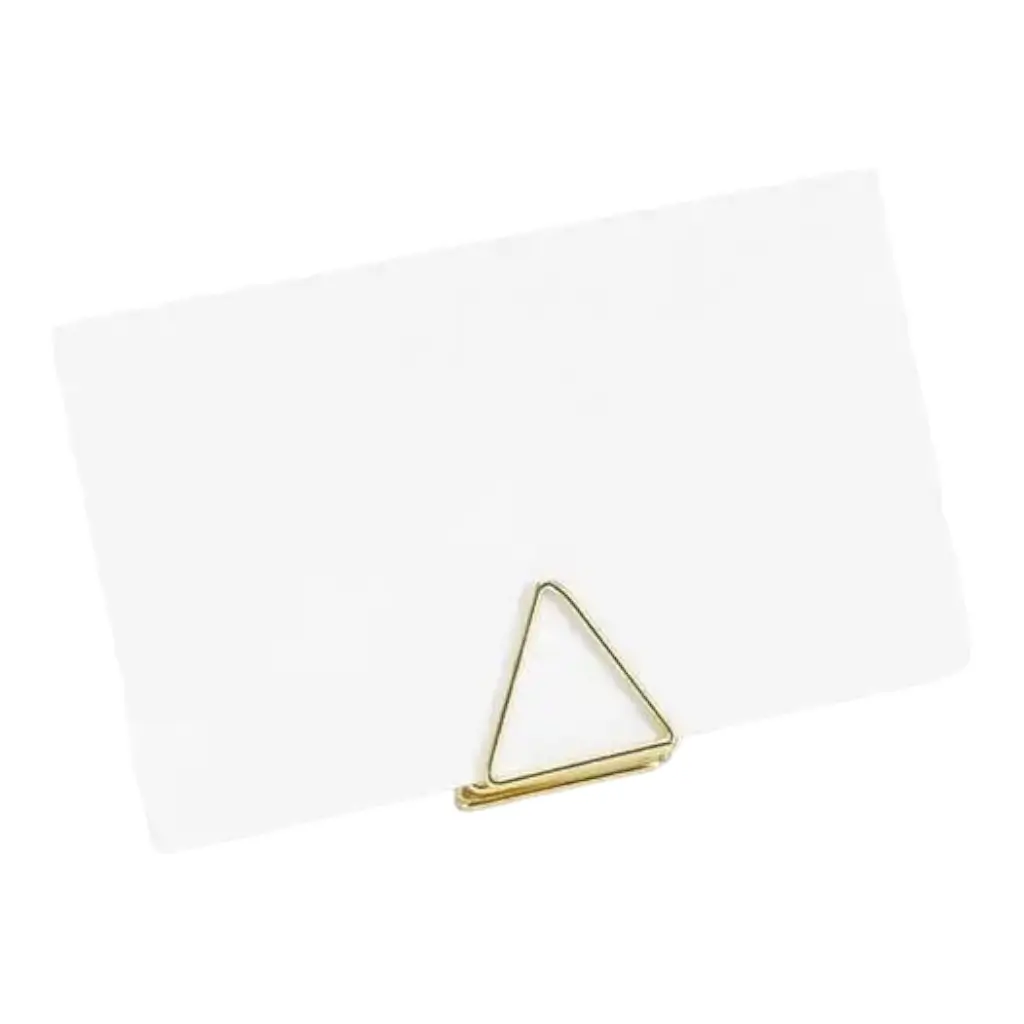 Gold triangle place card holder x10