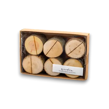 Wooden card holder, diameter 3-4cm, set of 6