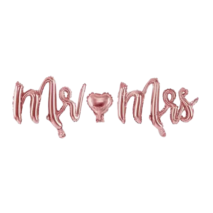 Mr & Mrs pink gold helium balloon