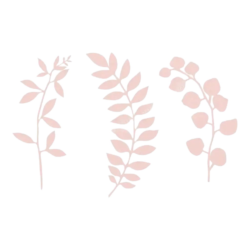 Branch with leaf decoration, powder pink 9 pieces