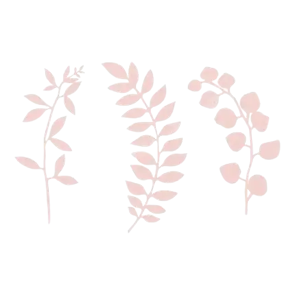 Branch with leaf decoration, powder pink 9 pieces