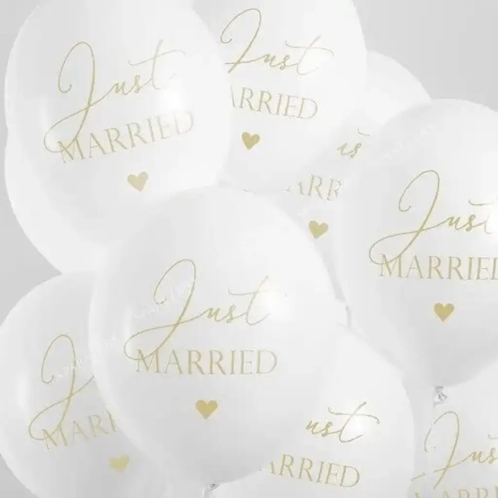 Balloons 30cm, Just Married, Pure White Pastel Set of 50