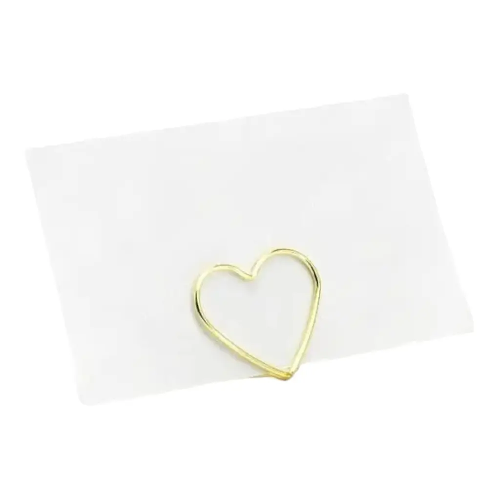 Set of 10 card holders Hearts, gold, 2.5 cm