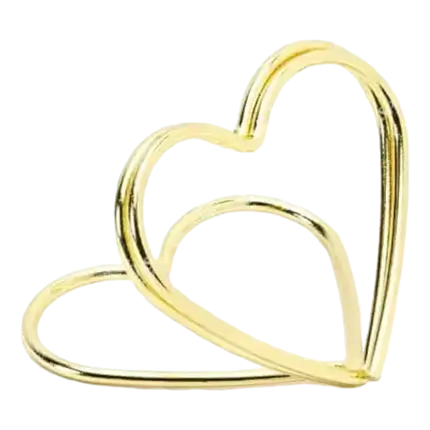 Set of 10 card holders Hearts, gold, 2.5 cm