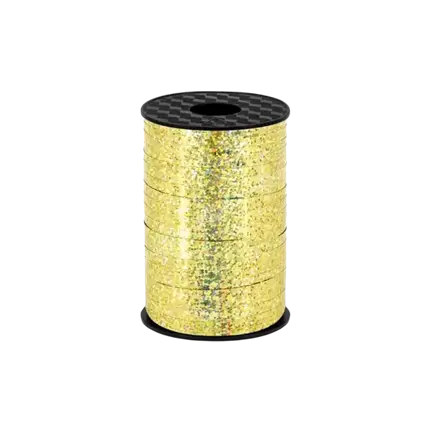 Plastic ribbon, gold, 5mm/225m