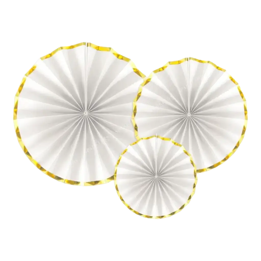 White decorative roses with gold edges (3 pieces)