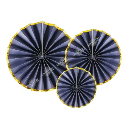 Decorative blue roses with gold edges (3 pieces)