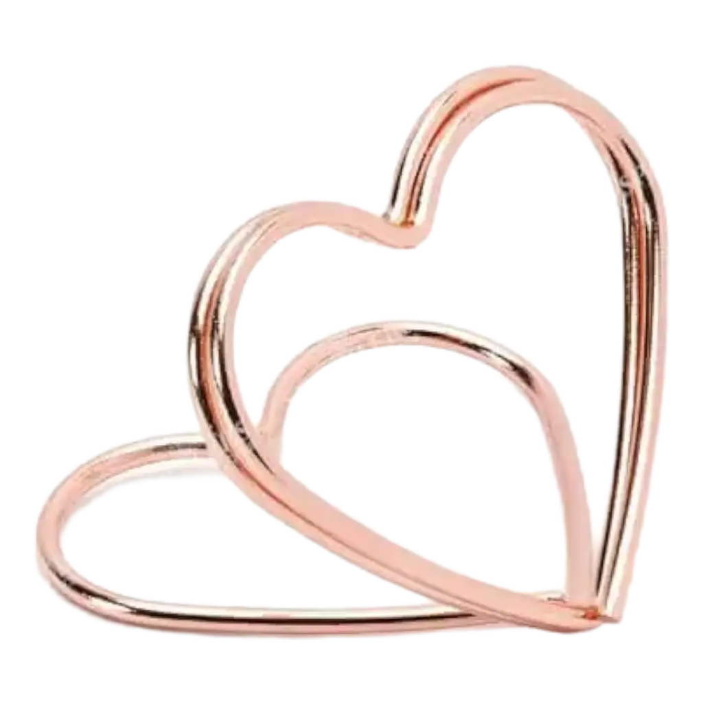 Set of 10 heart-shaped card holders, rose gold