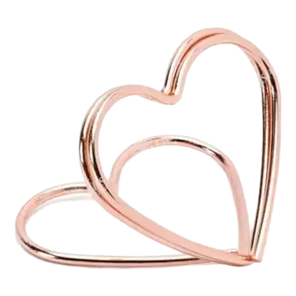 Set of 10 heart-shaped card holders, rose gold