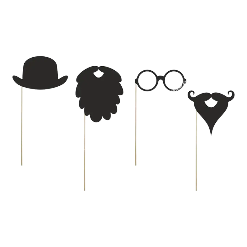 Set of 4 Props on a stick Gentleman for wedding photos