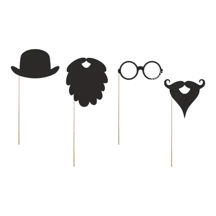 Set of 4 Props on a stick Gentleman for wedding photos