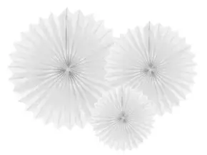 Fabric fan, white, 20-40cm set of 3